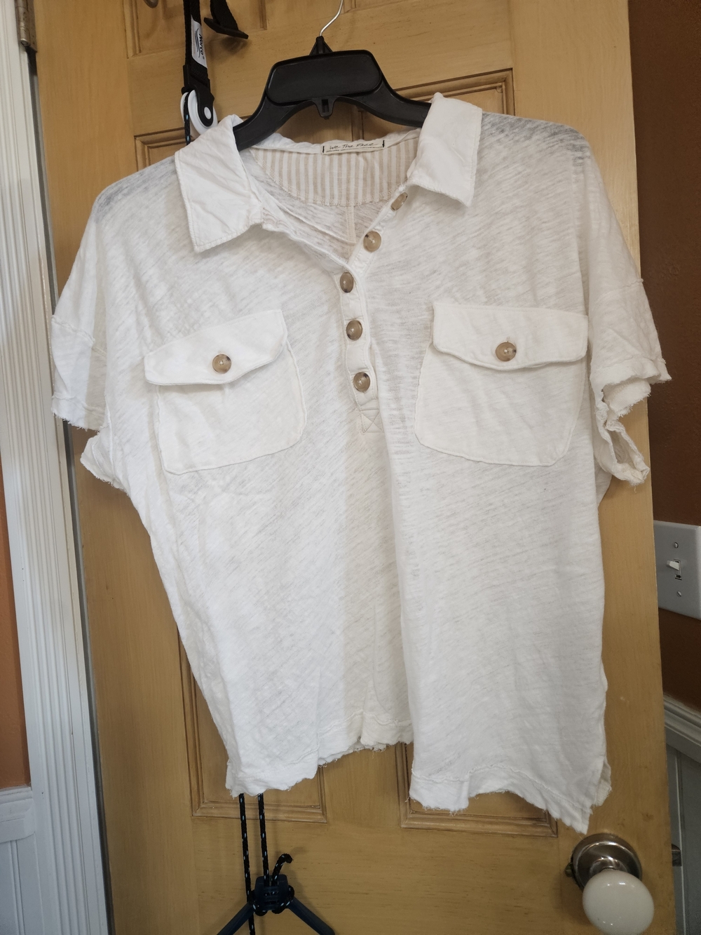 We The Free Button Up Off White Top